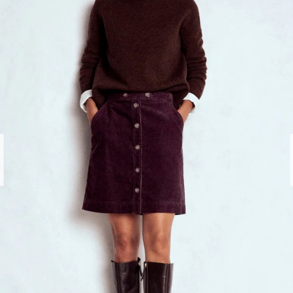 Boden Cecelia Cord Skirt Women's Size 6 Dark Purple NWT